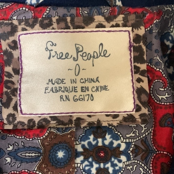 Free People Wool Peplum Military Pea Coat Navy Size 0 - Picture 3 of 6